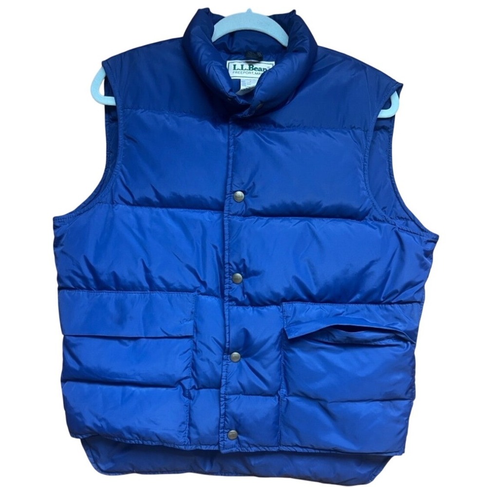 LL Bean Blue Goose Down Puffer Vest Mens M Outdoor Made USA Vintage Hiking 70s
